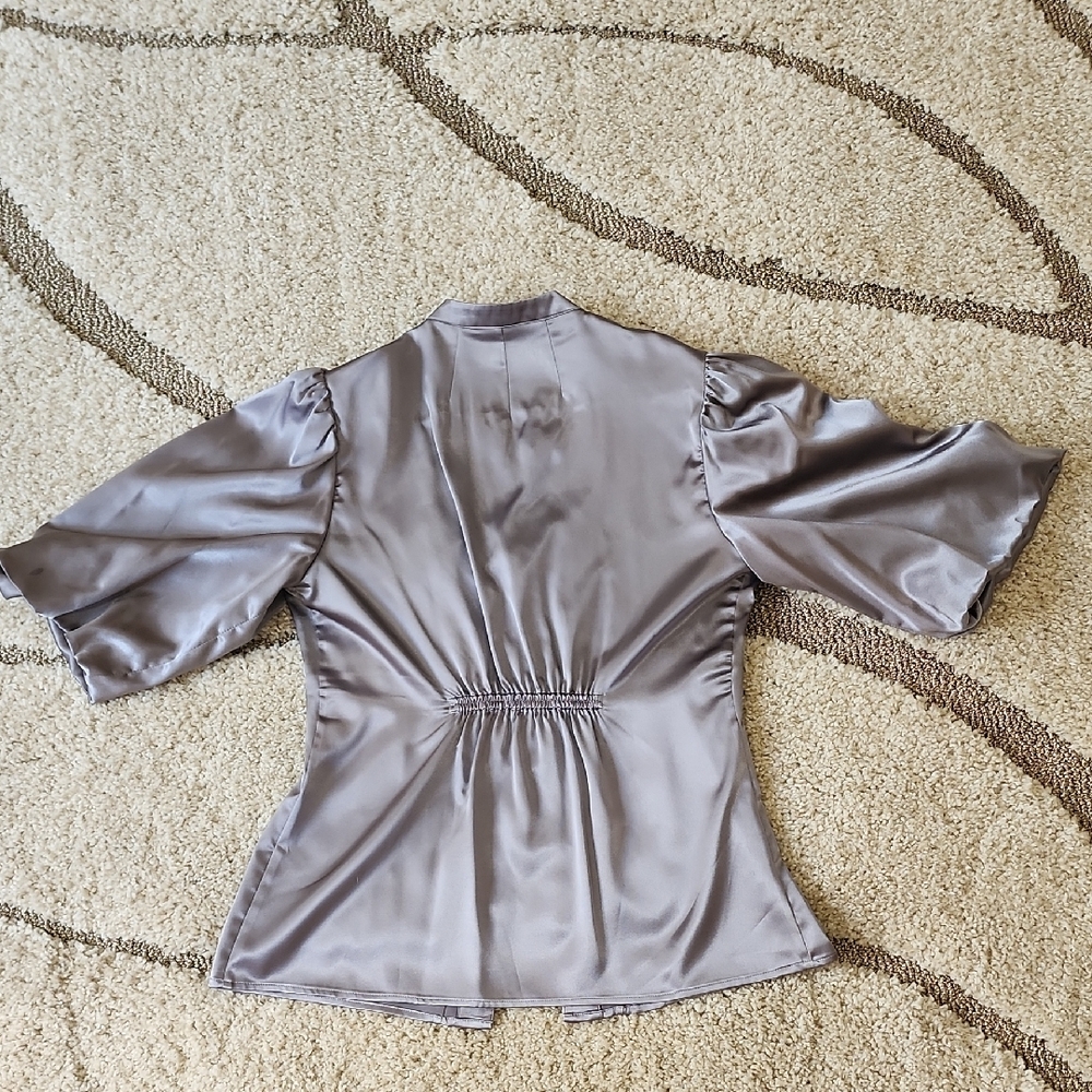 Grace Elements Silver Blouse With Pleated Design - image 3